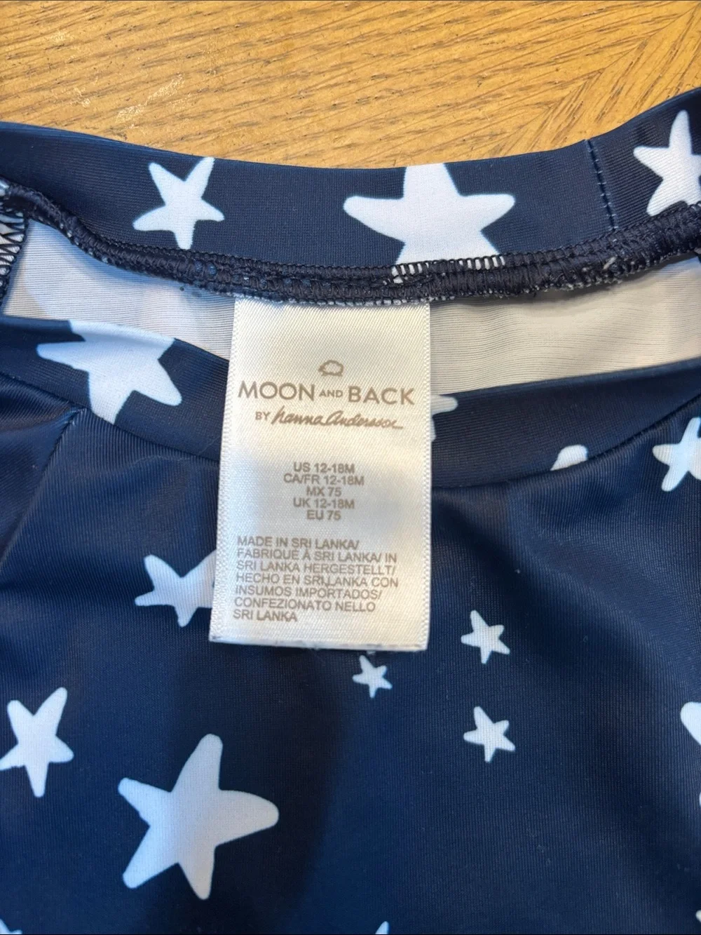 Hanna Andersson Navy and White Star Long-Sleeve Rash Guard